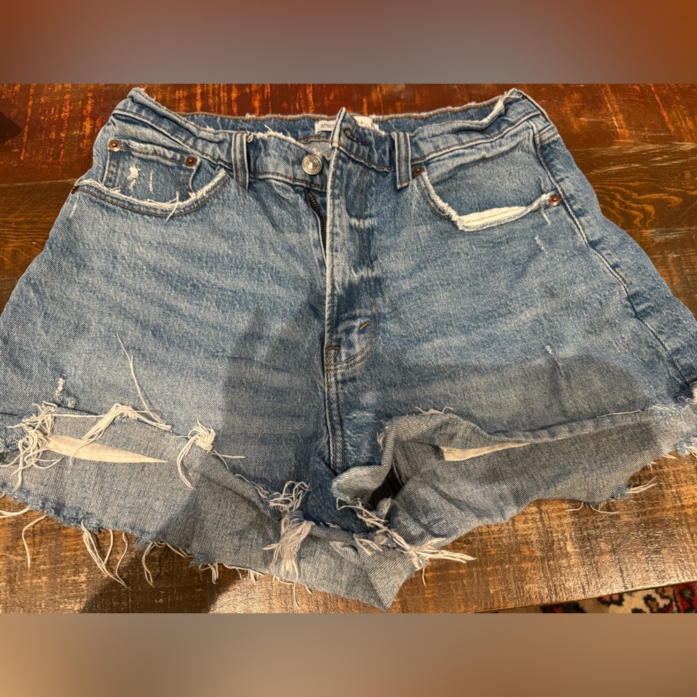 Abercrombie & Fitch Blue Jean Shorts Distressed High-Waisted